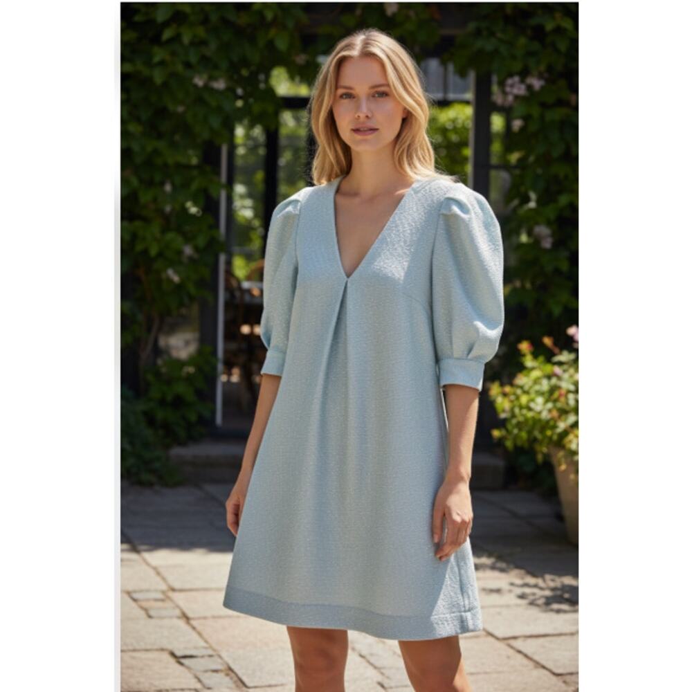 Hofmann Copenhagen Pauline Mini Dress EU 36(Small) NWT Textured V-Neck